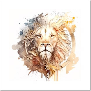 Lion Portrait Animal Painting Wildlife Outdoors Adventure Posters and Art